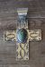 Native American Jewelry Nickel Silver Turquoise Cross Pendant by Jackie Cleveland!