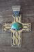 Native American Jewelry Nickel Silver Turquoise Cross Pendant by Jackie Cleveland!