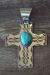 Native American Jewelry Nickel Silver Turquoise Cross Pendant by Jackie Cleveland!