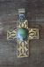 Native American Jewelry Nickel Silver Turquoise Cross Pendant by Jackie Cleveland!