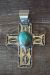 Native American Jewelry Nickel Silver Turquoise Cross Pendant by Jackie Cleveland!