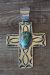 Native American Jewelry Nickel Silver Turquoise Cross Pendant by Jackie Cleveland!