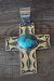 Native American Jewelry Nickel Silver Turquoise Cross Pendant by Jackie Cleveland!