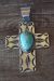 Native American Jewelry Nickel Silver Turquoise Cross Pendant by Jackie Cleveland!