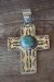 Native American Jewelry Nickel Silver Turquoise Cross Pendant by Jackie Cleveland!