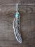 Navajo Sterling Silver & Turquoise Feather Pendant Signed T&R Singer