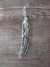 Navajo Sterling Silver & Turquoise Feather Pendant Signed T&R Singer