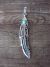 Navajo Sterling Silver & Turquoise Feather Pendant Signed T&R Singer