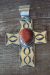 Native American Jewelry Nickel Silver Apple Coral Cross Pendant by Jackie Cleveland!