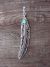 Navajo Sterling Silver & Turquoise Feather Pendant Signed T&R Singer