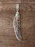 Navajo Sterling Silver & Turquoise Feather Pendant Signed T&R Singer