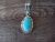 Navajo Indian Sterling Silver Turquoise Pendant by Samuel Yellowhair