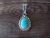 Navajo Indian Sterling Silver Turquoise Pendant by Samuel Yellowhair