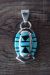 Zuni Sterling Silver Turquoise,  Jet Inlay Pendant by Ophelia Panteah