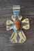 Native American Jewelry Nickel Silver Apple Coral Cross Pendant by Jackie Cleveland!