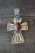 Native American Jewelry Nickel Silver Apple Coral Cross Pendant by Jackie Cleveland!