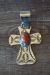 Native American Jewelry Nickel Silver Apple Coral Cross Pendant by Jackie Cleveland!