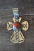 Native American Jewelry Nickel Silver Apple Coral Cross Pendant by Jackie Cleveland!