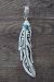 Navajo Sterling Silver Turquoise Feather Pendant - T&R Singer