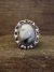 Navajo Sterling Silver & White Buffalo Turquoise Ring by Yellowhair - Size 8.5