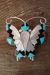 Zuni Indian Jewelry Sterling Silver Inlay Butterfly Pin/Pendant - A. Dishta