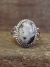 Navajo Sterling Silver & White Buffalo Turquoise Ring by Kenneth - Size 8