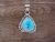 Navajo Jewelry Sterling Silver Turquoise Pendant by Samuel Yellowhair