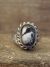 Navajo Sterling Silver & White Buffalo Turquoise Ring by Lonjose - Size 8.5