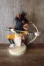 Native American Navajo Indian Handmade Orange Kneeling Wolf Hunter Kachina! Signed!