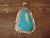 Large Navajo Indian Sterling Silver Genuine Turquoise Pendant Signed AJ