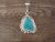 Navajo Indian Sterling Silver Turquoise Pendant by Samuel Yellowhair