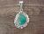 Navajo Indian Sterling Silver Turquoise Pendant by Samuel Yellowhair