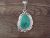 Navajo Indian Sterling Silver Turquoise Pendant by Samuel Yellowhair