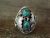 Navajo Sterling Silver Feather & Turquoise Ring Signed MR - Size 11