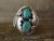 Navajo Sterling Silver Feather & Turquoise Ring Signed MR - Size 11.5