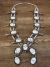 Large Navajo Nickel Silver Howlite Squash Blossom Necklace Signed JC