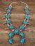 Large Navajo Nickel Silver Turquoise Squash Blossom Necklace Signed JC