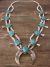 Native American Navajo Nickel Silver Turquoise Squash Blossom Necklace by Phoebe