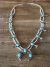 Navajo Nickel Silver Turquoise Squash Blossom Necklace Signed BC