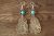 Navajo Indian Nickel Silver Turquoise Stamped Earrings Phoebe Tolta