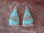 Navajo Indian Sterling Silver Turquoise Dangle Earrings by Betone