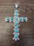 Zuni Indian Cast Sterling Silver Turquoise Cross Pendant by Panteah