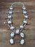 Large Navajo Nickel Silver Howlite Squash Blossom Necklace Signed JC