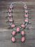 Large Navajo Nickel Silver Pink Howlite Squash Blossom Necklace Signed JC