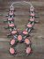 Large Navajo Nickel Silver Pink Howlite Squash Blossom Necklace Signed JC