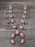 Large Navajo Nickel Silver Pink Howlite Squash Blossom Necklace Signed JC