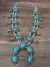 Large Navajo Nickel Silver Turquoise Squash Blossom Necklace Signed JC