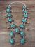 Large Navajo Nickel Silver Turquoise Squash Blossom Necklace Signed JC