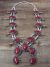 Large Navajo Nickel Silver Red Howlite Squash Blossom Necklace Signed JC