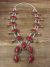 Large Navajo Nickel Silver Red Howlite Squash Blossom Necklace Signed JC